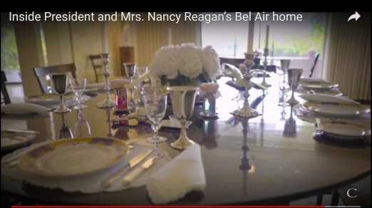Table set at the Reagan's home. Imagine the meals being cooked on the Reagan Stove.